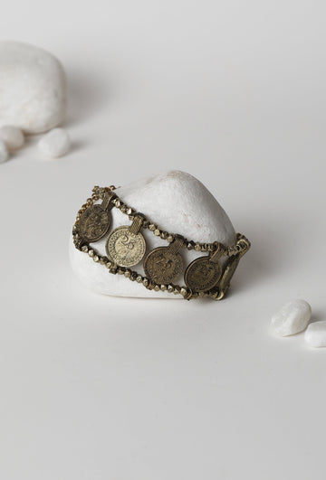 Two Layer Oxidized Coin Anklet